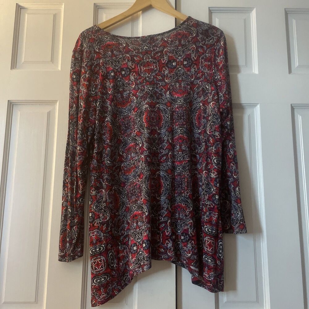 J. Jill Red Floral Long Sleeve Women’s Shirt Size LP - Picture 4 of 4